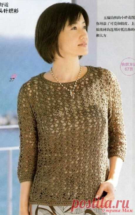 Ажурный джемпер красивым узором. Крючок. - ВЯЗАНАЯ МОДА+ ДЛЯ НЕМОДЕЛЬНЫХ ДАМ - Страна Мам