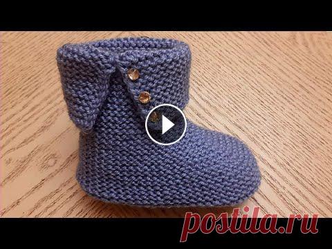 Пинетки спицами для малышей  (9-12 мес.) Пряжа акрил 100% (300м\100г) Спицы №3 Подошва 12 -13 см...