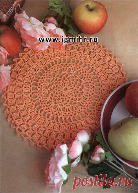 Оранжевая салфетка. Филейное вязание. Крючок. / igmihr.ru