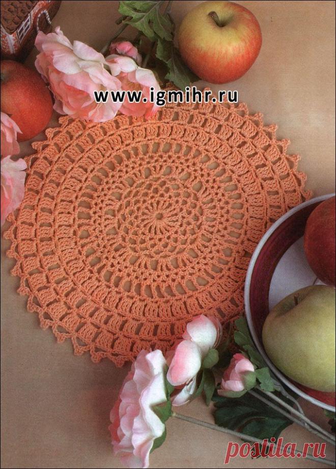 Оранжевая салфетка. Филейное вязание. Крючок. / igmihr.ru