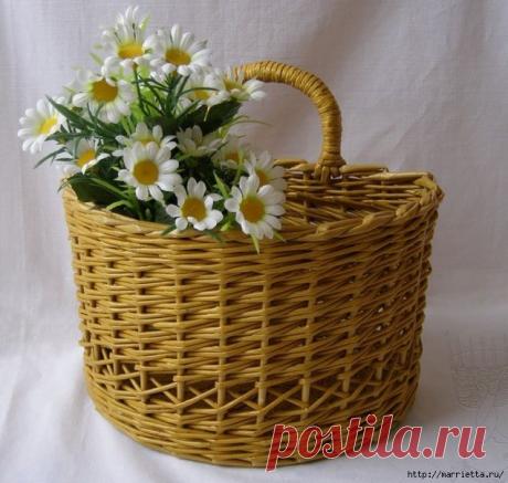 Плетение из газет. Интересный узор для корзинки. Мастер-класс.