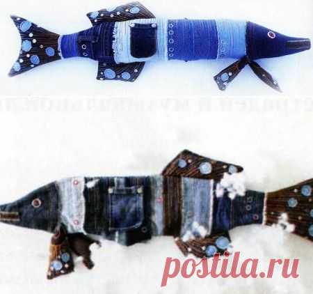 Щука из джинса. Игрушка своими руками.