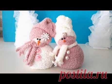 СНЕГОВИК ИЗ НОСКОВ ЗА 5 МИНУТ..МК.... A SOCK SNOWMAN IN 5 MINUTES...