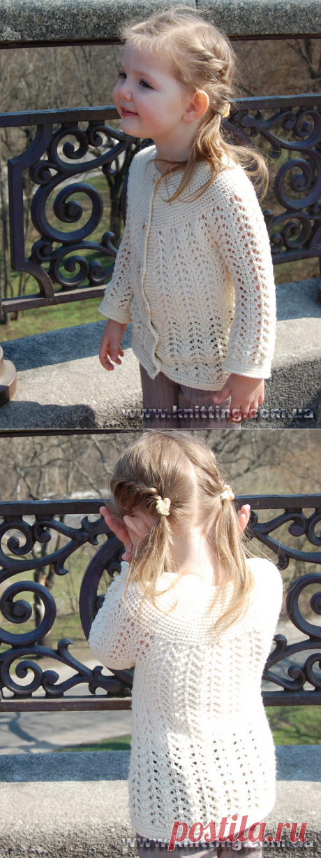 Кофточка с круглой кокеткой для девочки