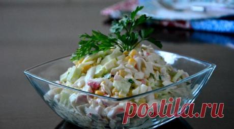 Салат с капустой, огурцом и кукурузой