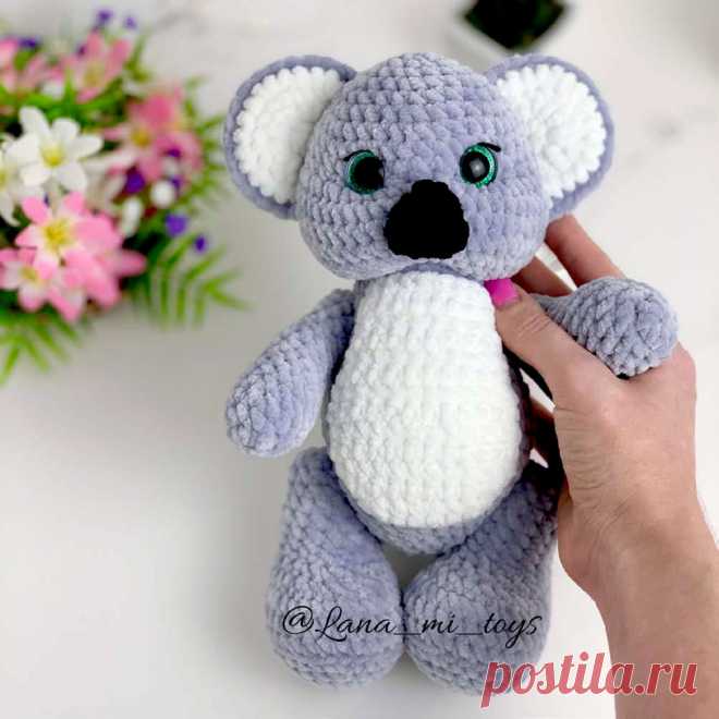 PDF Коала крючком. FREE crochet pattern; Аmigurumi toy patterns. Амигуруми схемы и описания на русском. Вязаные игрушки и поделки своими руками #amimore - плюшевый медвежонок коалы, мишка из плюшевой пряжи.