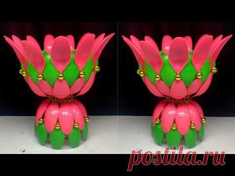 Ide Gampang Membuat Vas Bunga Dari Sendok Plastik || Flower Vase from Plastic Spoon Craft ideas