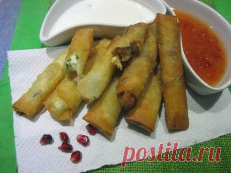 Жаренные трубочки сигары с мясной и с сырной начинками
