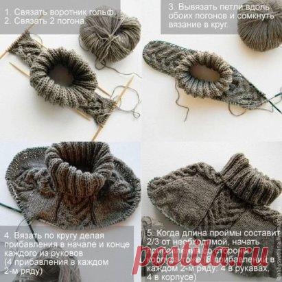 Свитер спицами в технике 