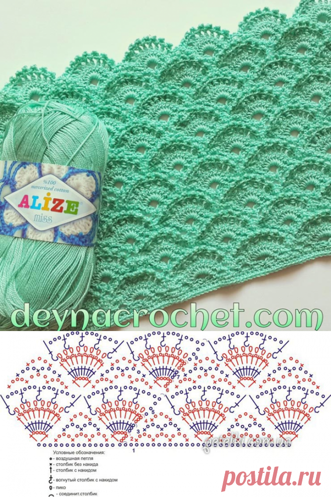 Узор крючком. Чешуйки. Схема