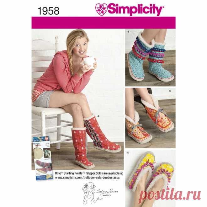 Pattern for Misses' Slippers | Simplicity
