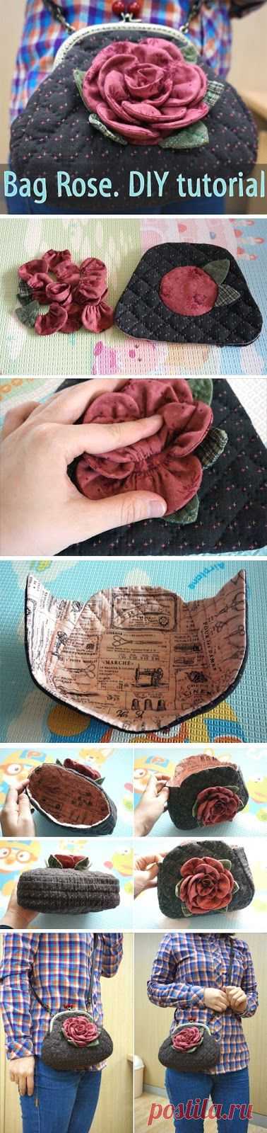 Quilting Bag Rose. DIY tutorial. Сумочка с розой ~ http://www.handmadiya.com/2015/08/quilting-bag-rose-diy-tutorial.html