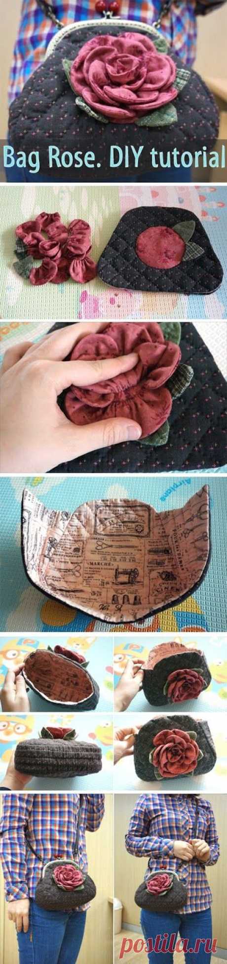 Quilting Bag Rose. DIY tutorial. Сумочка с розой ~ https://www.handmadiya.com/2015/08/quilting-bag-rose-diy-tutorial.html
