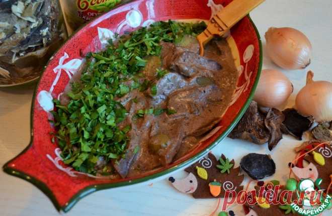 Язык в грибном соусе Кулинарный рецепт
