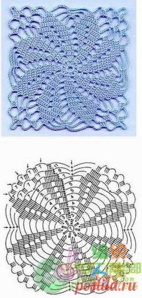 flower in a square crochet motif