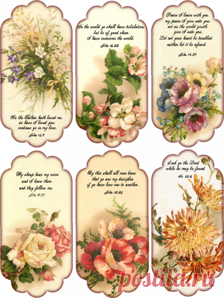Paper Crafts – Vintage Pieces for Collage/Altered Art – Floral Hang Tags | Ammey's Art Attic