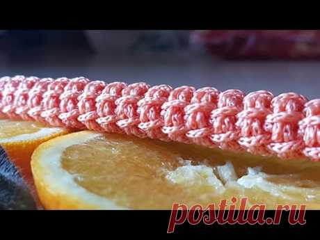 Жгут ,, вафельная трубочка,, крючком в технике тунисского вязания💋crochet pattern.