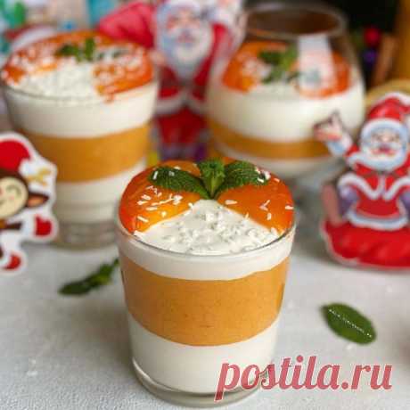 ​Творожно-сливочный десерт с персиками