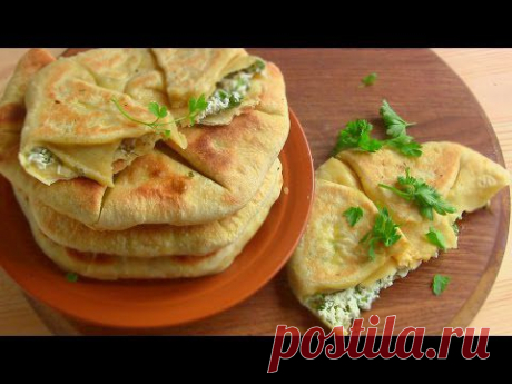 ЛЕПЁШКИ К ШАШЛЫКУ С ЗЕЛЕНЬЮ И ТВОРОГОМ