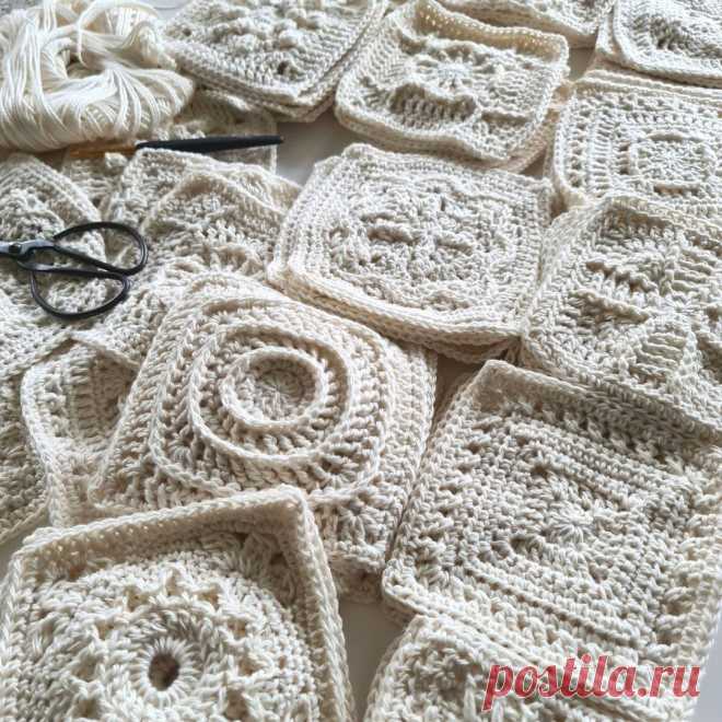 515 отметок «Нравится», 14 комментариев — Shelley Husband Crochet (@spincushions) в Instagram: «I love how a granny square project can surprise you. 💙⁠ ⁠ Somehow, just by doing a square here and…»