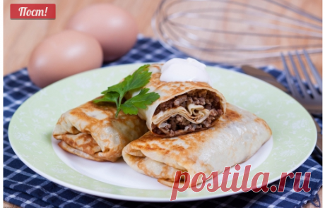 Блины с мясом - рецепт с пошаговыми фото / Меню недели