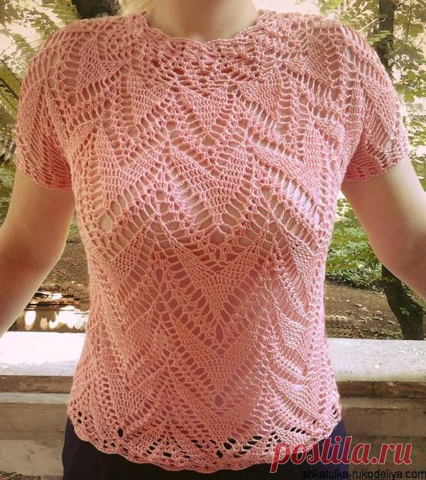 Красивая кофточка крючком Красивая кофточка крючком зигзагообразным узором.