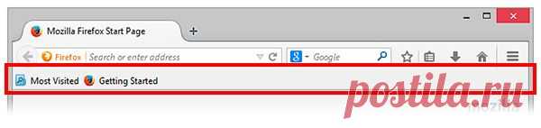 Панель закладок - Отображение ваших любимых веб-сайтов в верхней части окна Firefox | Справка Firefox