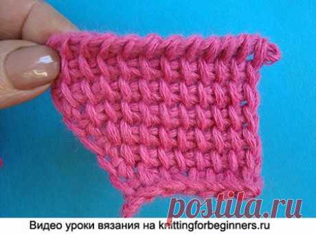 Прибавление петли в конце ряда, тунисское вязание