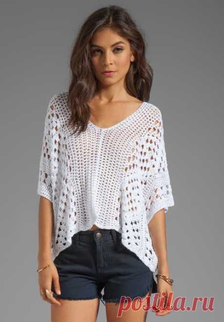 Openwork crochet blouse. Knitting crochet poncho scheme. |