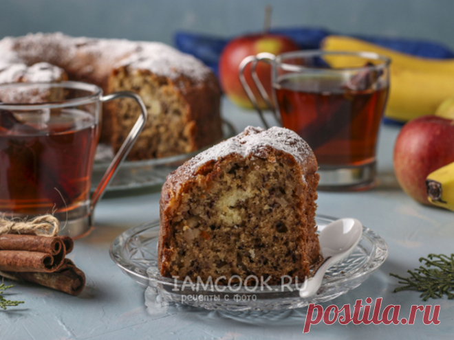 Банановый манник с яблоками