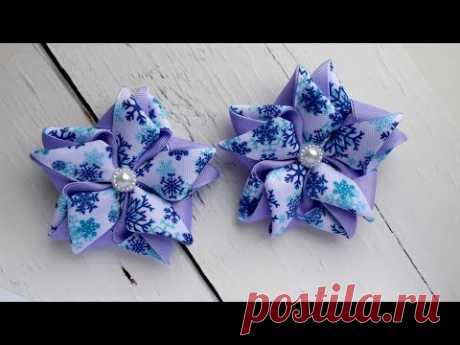 Новогодняя Снежинка из лент Канзаши / Christmas Snowflake kanzashi