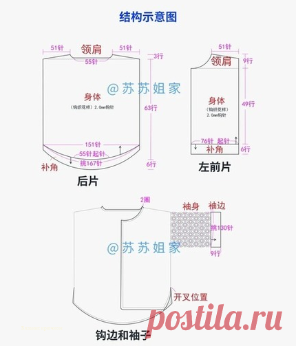 Пуловер, туника, жакет крючком со схемами - Интересные и красивые варианты | Вязание крючком | Дзен