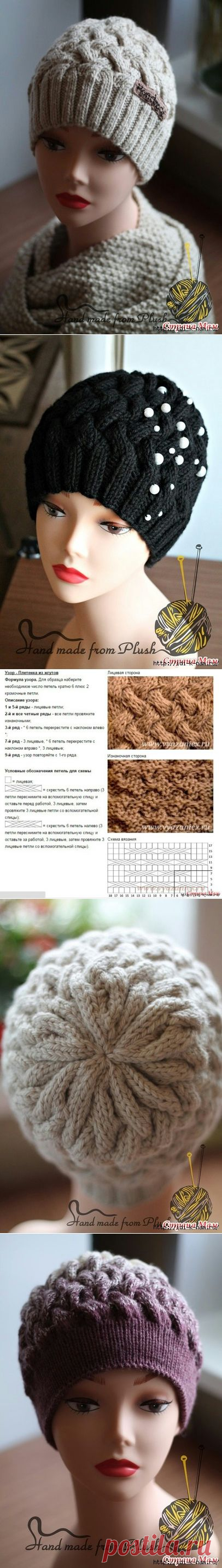 Женская шапочка, связанная аранским узором — Рукоделие