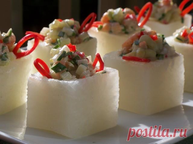 Салат новогодний с редисом и креветками !!! – пошаговый рецепт с фотографиями