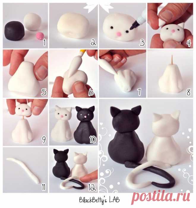 Фигурки из мастики: влюбленные коты
