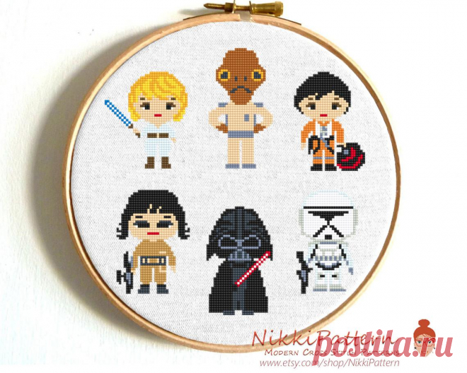 Star Wars fan art Cross Stitch pattern Set Inspired by Luke | Etsy