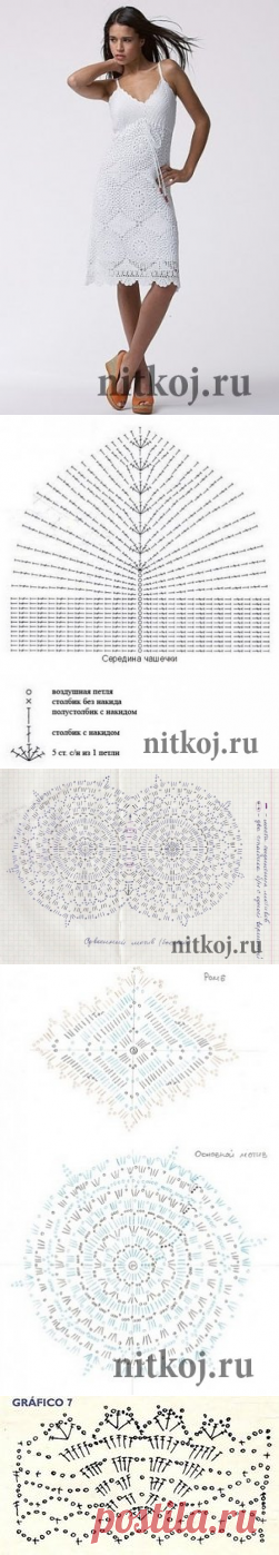 Белый сарафан крючком &raquo; Ниткой - вязаные вещи для вашего дома, вязание крючком, вязание спицами, схемы вязания