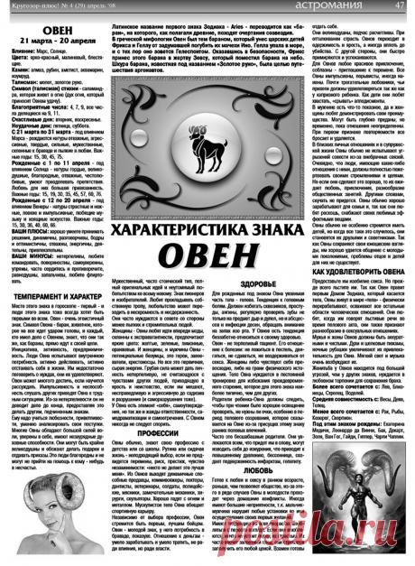 ОВЕН - характеристика знака