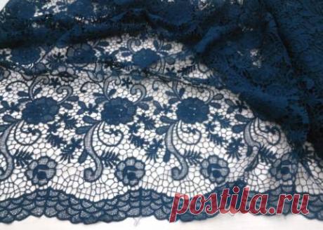 Макраме - темно-синее с ажурными краями - купить ткань онлайн через интернет-магазин ВСЕ ТКАНИ