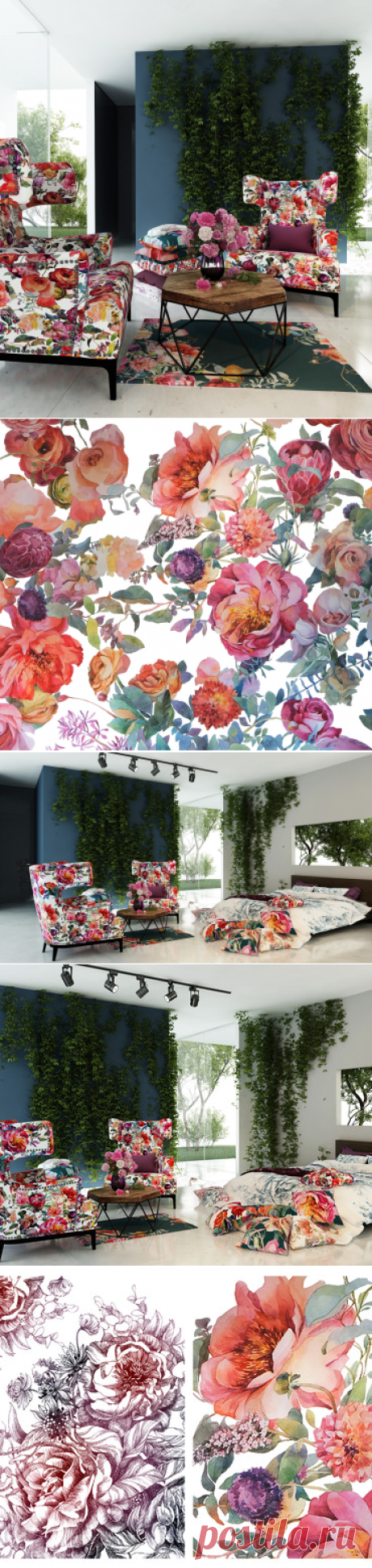Floral textile, автор Александра Пехова, конкурс "лучшее текстильное оформление отеля будущего" | PINWIN - конкурсы для архитекторов, дизайнеров, декораторов