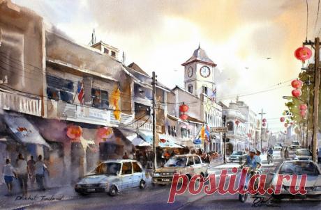 Акварели. Тайский художник Танакорн Чаиджинда (Thanakorn Chaijinda)