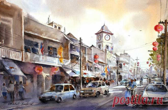 Акварели. Тайский художник Танакорн Чаиджинда (Thanakorn Chaijinda)