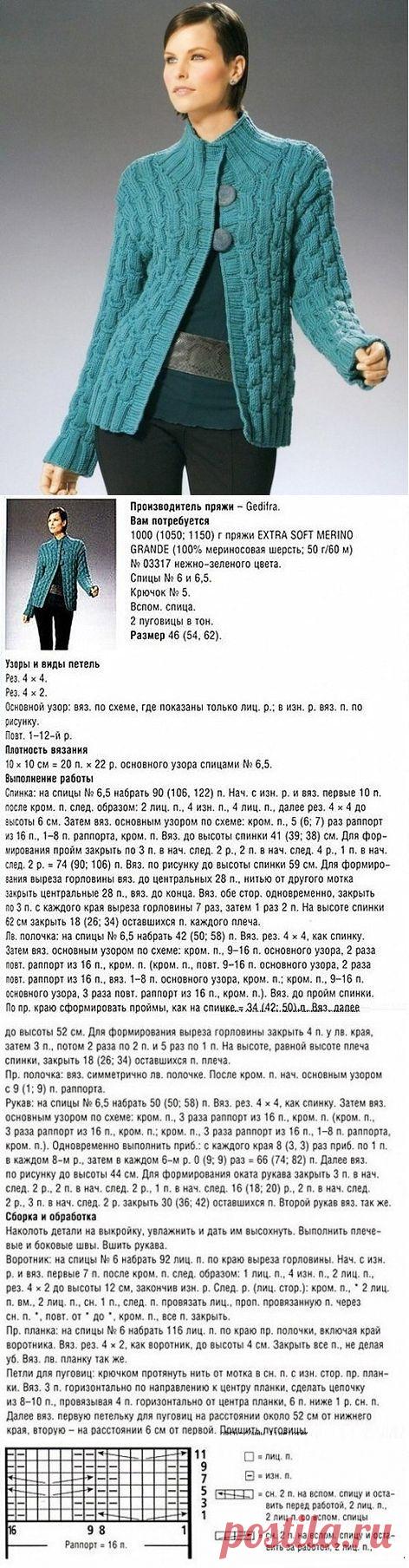 Вяжем простой жакет спицами. Схема вязания жакета  | Домоводство для всей семьи