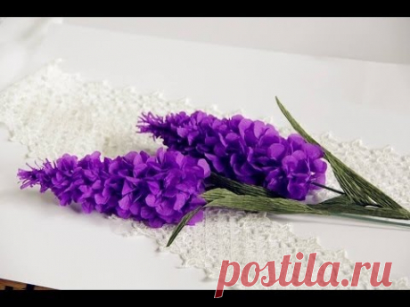 TUTORIAL - Lavender flower / paper flower with crepe paper - craft tutorial - Simple and Easy - YouTube