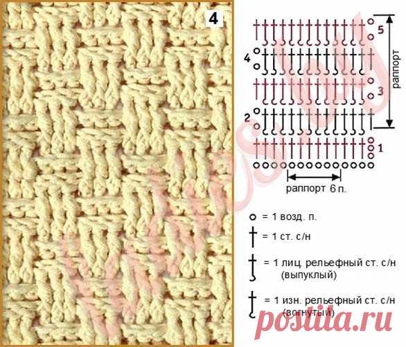 Пальто крючком с витрины
Число возд. п. набора кратно 6 + 2 п. для симметрии узора + 3 возд. п. подъёма. 
 
1 ряд: 3 возд. п. подъёма; 1 ст. с/н в следующую возд. п. наборной цепочки; по 1 ст. с/н в каждую возд. п. до конца ряда. 
 
2
 ряд: 3 возд. п. подъёма; 2 лиц. рельефных ст. с/н (за переднюю стенку);
 * 3 изн. рельефных ст. с/н (за заднюю стенку); 3 лиц. рельефных ст. с/н
 (за переднюю стенку)**; повторять от * до **; 3 изн. рельефных ст. с/н 
(за заднюю стенку); 2 л...