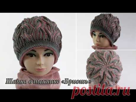 Шапка - берет спицами в технике «Бриошь», видео: | Brioche hat patterns: