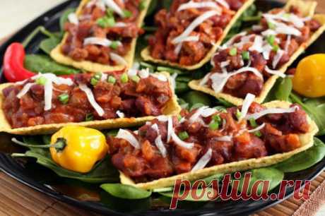 Закуска: тарелочки тако с говядиной — Вкусные рецепты