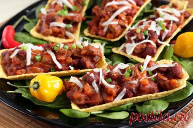 Закуска: тарелочки тако с говядиной — Вкусные рецепты