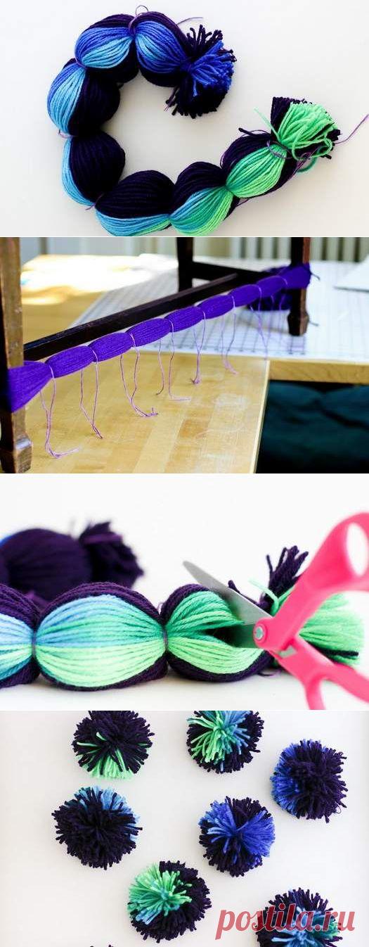 Поделки своими руками - Как легко и быстро сделать много помпонов из пряжи