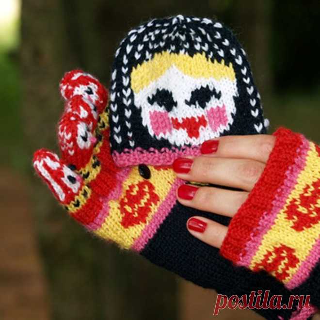 "Матрёшка": перчатки и митенки с клапаном.